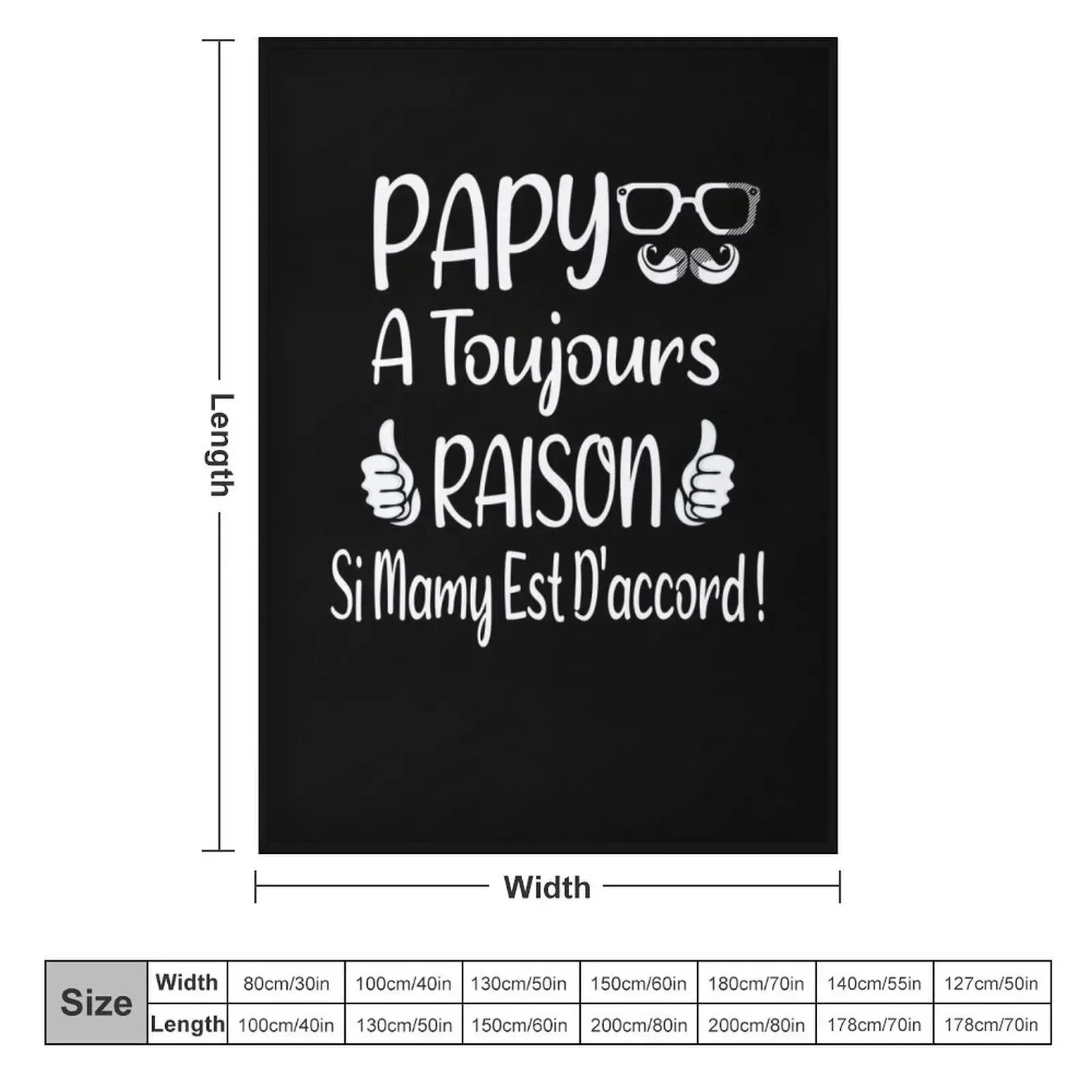 Папи Toujours Raison Dr?le Grands-P? ̈res Cadeau Плед Волосы Гигантские одеяла для дивана