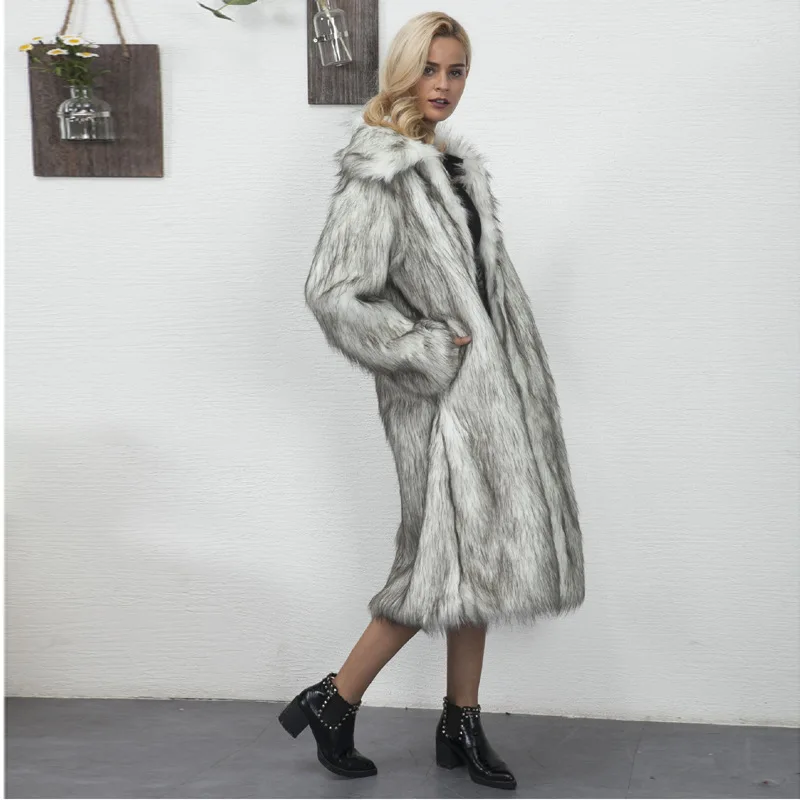 Long Faux Fur Casual Commuter Coat Autumn and Winter New Fashion Thickened Long Sleeved Women's Wool Windbreaker