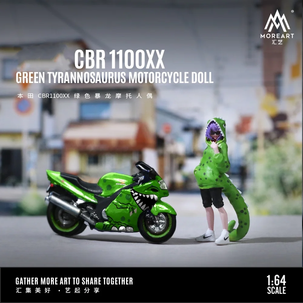 **ПРОДАЖА **MoreArt 1:64 Honda CBR1100XX Зеленый тираннозавр набор фигурок из смолы для