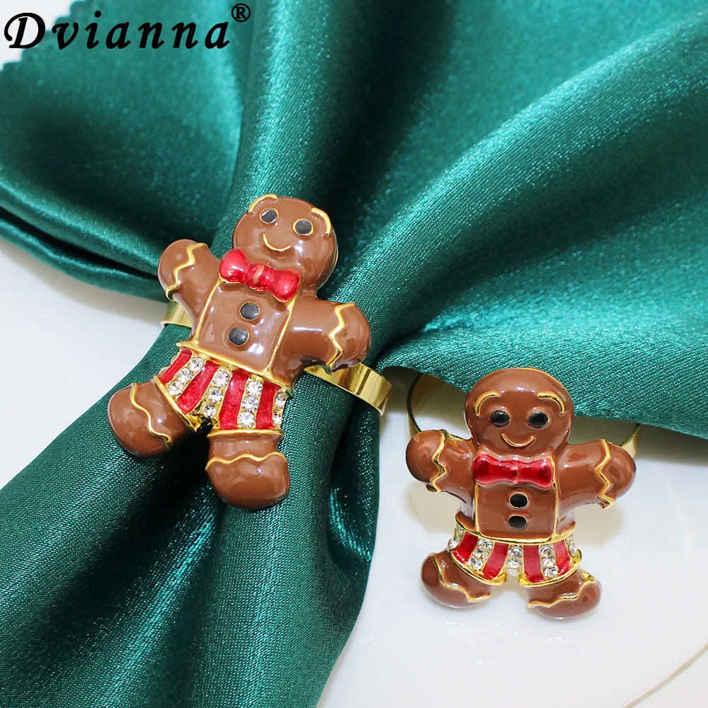 

8Pcs Gingerbread Man Napkin Rings for Table Decor and Christmas Tree Hanging Decorations New Year Party Gift Home Decor HWC263