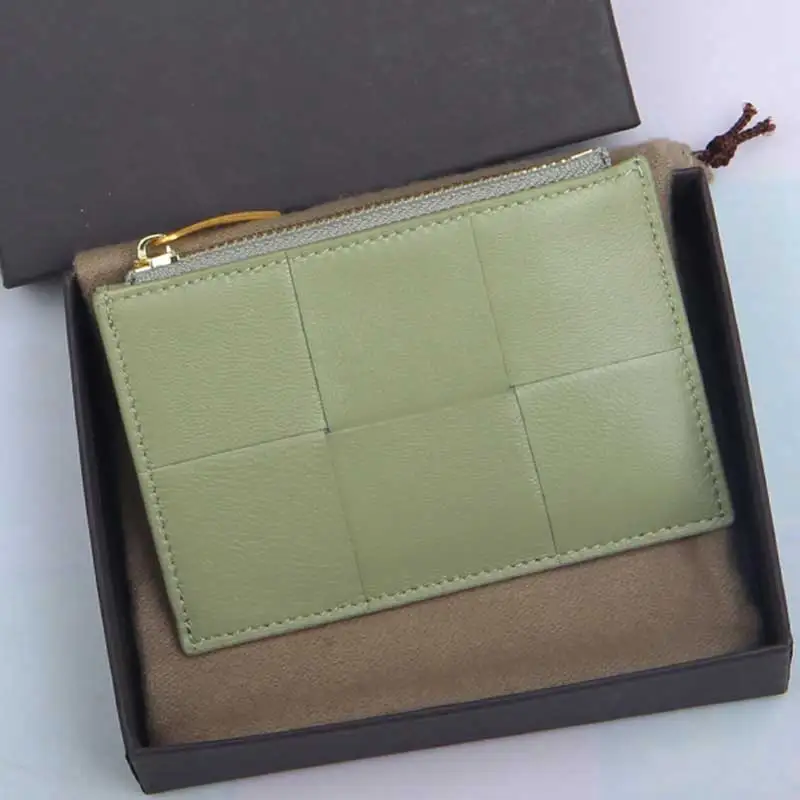 Men Card Holder Leather Wallet Sheepskin Bank Cardholder Fashion Zipper Short Purse Luxury Male Bag Credit Case Money Clip