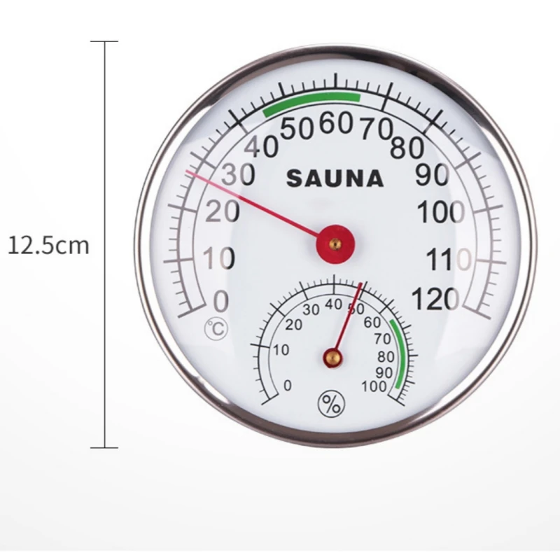 Круглый гигротермограф для сауны из нержавеющей стали термометр гигрометр