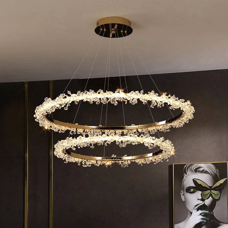 

Art Led Chandelier Pendant Lamp Light Room Decor Modern Gold Luxury Crystal Dining Lustre Indoor Fixture