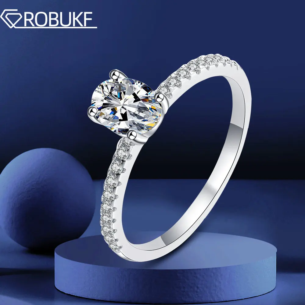 

Moissanite Engagement Ring Oval 1ct 2ct Lab Grown Diamond Wedding Band Solitaire Half Eternity Wedding Ring With GRA Certisfied