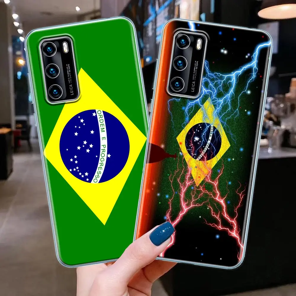 

Clear Phone Case for Huawei P20 P30 P40 Plus Lite 4G P50 Pro P Smart Z 2019 Soft Silicone Cover Brazil Brazilian flag