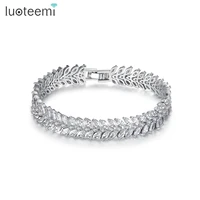 luoteemi vintage marquise cut top grade cubic zirconia leaf tennis allure bracelets bangles for women elegant wedding jewelry