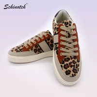 2022 new wome fashion sneakers casual horse hair leopard breathable low cut skateboard shoes lace up sports shoes