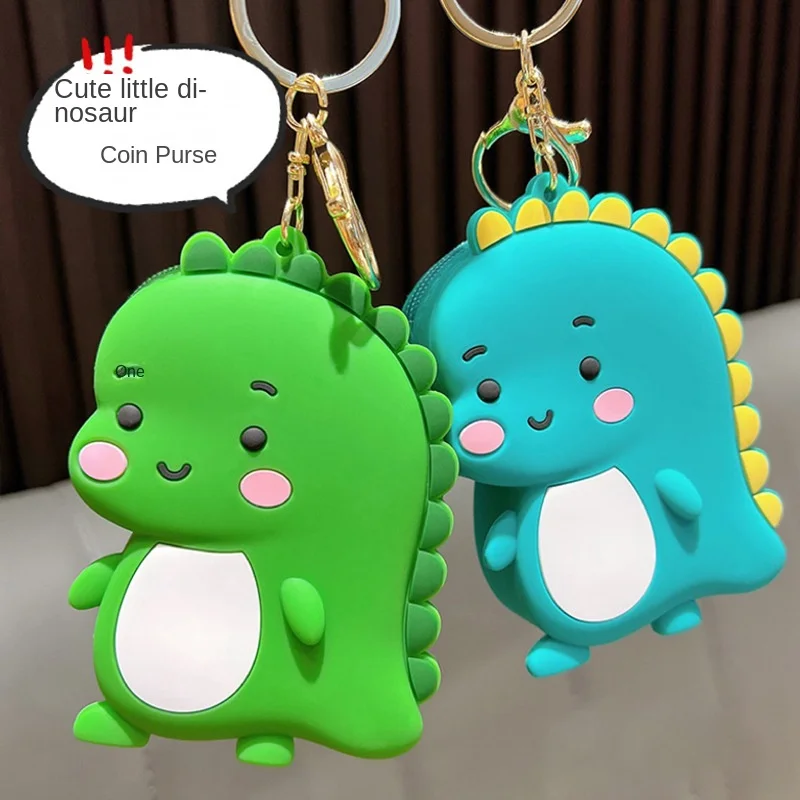 

Cute Dinosaur Coin Purse Keychain Cartoon Mini Children's Silicone Wallet For Men And Women Storage Bag Small Gifts.