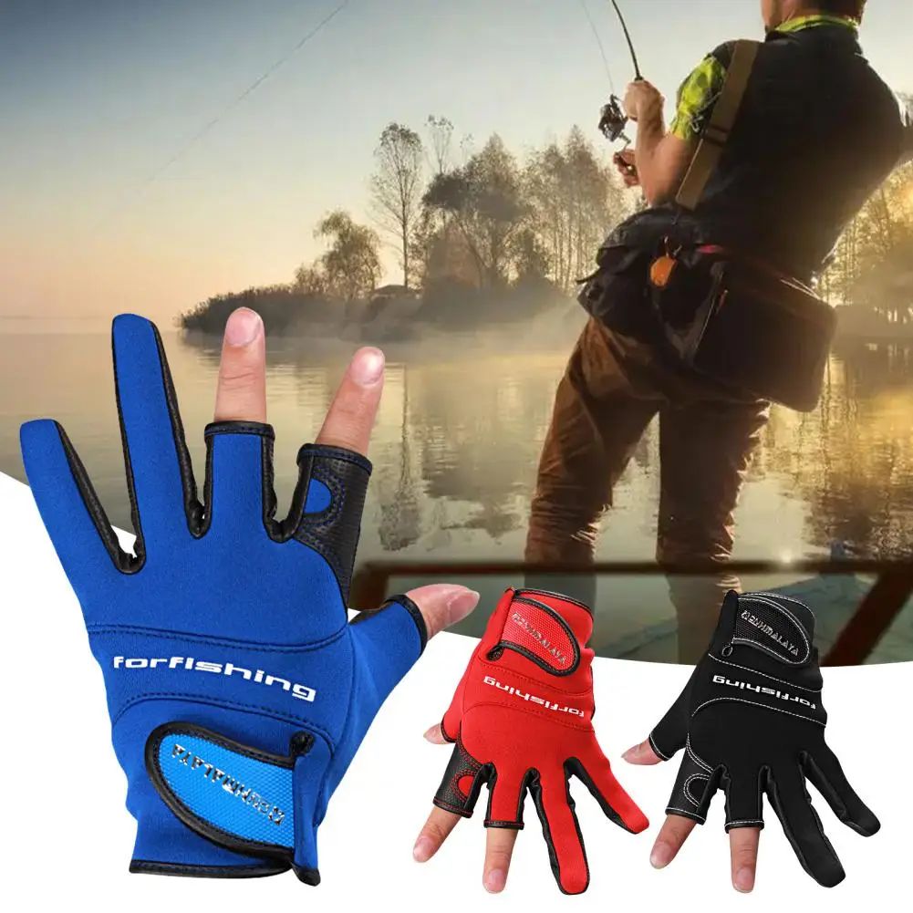 

Practical Men Gloves Fastener Tape Breathable Non-slip Water Resistant Fishing Gloves Work Gloves Fishing Gloves 1 Pair
