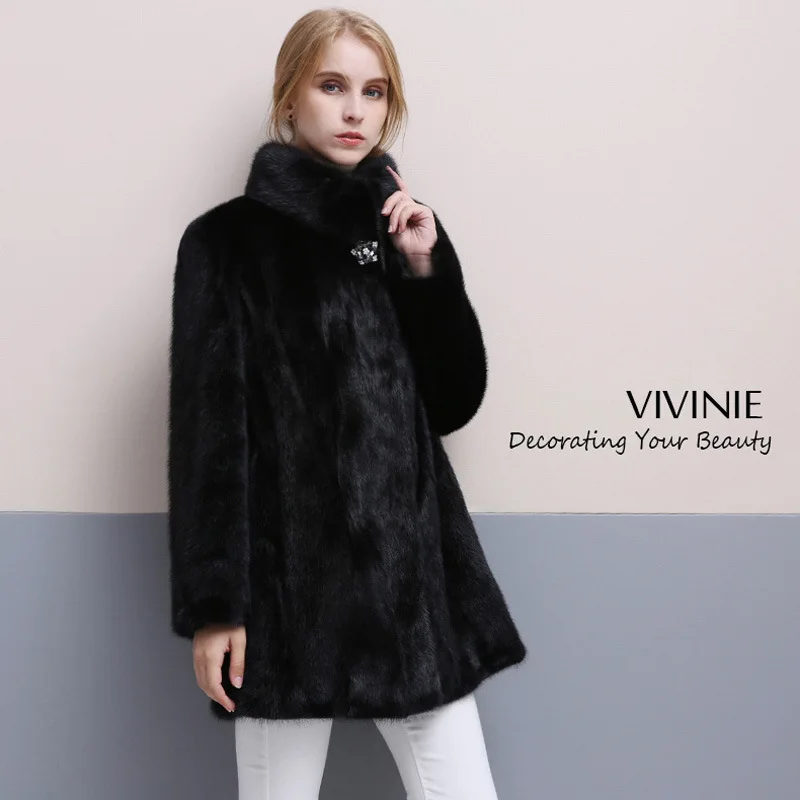 

Women's New Leather Mink Fur Coat Fur New Mink Coat Long Sleeve Black Elegant Atmosphere