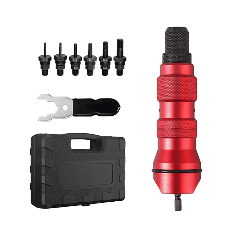 

M3-M10 Cordless Electric Rivet Nut Tool Converter, Insert Nut Tool Household Rivet Nut Kit