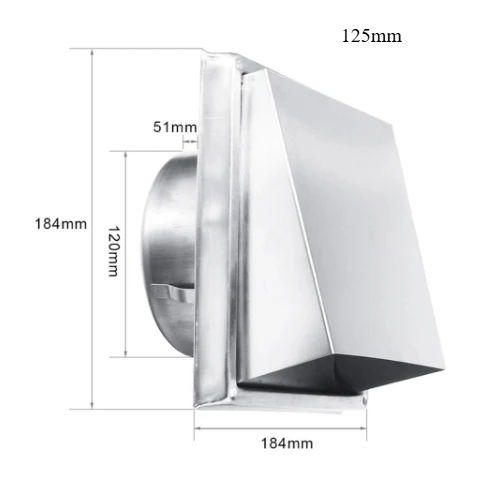 

Настенное вентиляционное отверстие из нержавеющей стали 304, металлическая крышка, вытяжная решетка 125 мм/150 мм, регулируемый воздушный клапан для ванной комнаты, кухни, офиса
