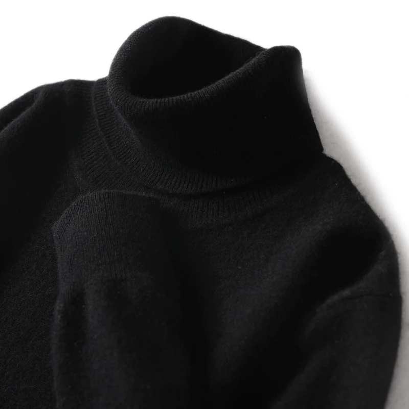 

Men Black Clothing 2023 New In Knitwears Korean Fashion Turtleneck Wool Sweater Men's Jumper Casual Pullover Man Tops ZT