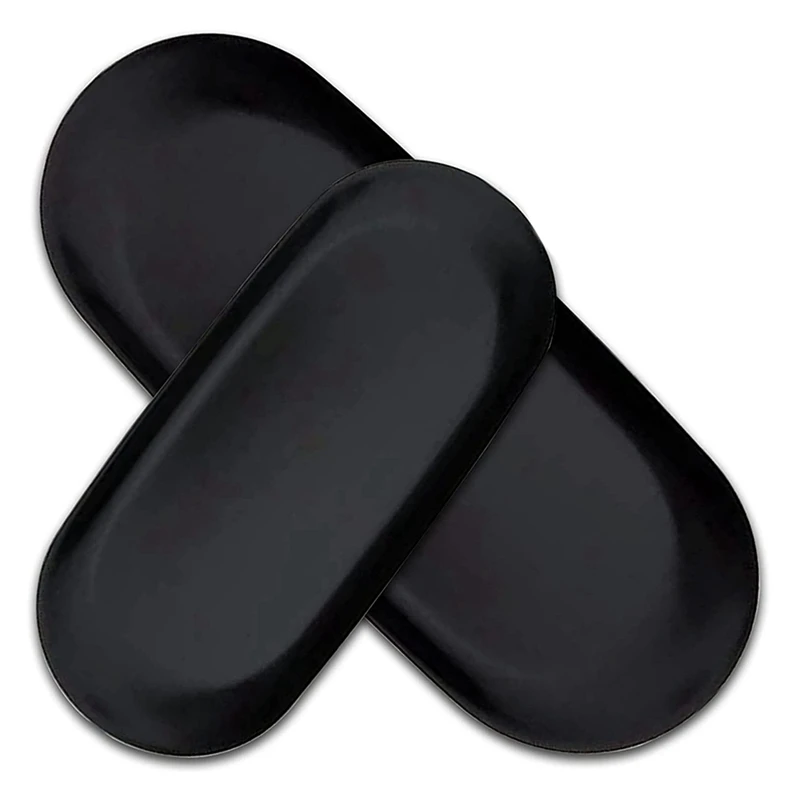 

4X Oval Storage Tray Items Tray Oval Cosmetic Trays Candles Tray Black Serving Trays Buffet Plate For Home Decoration