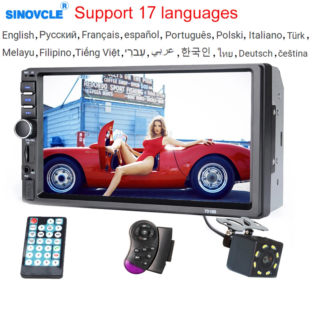 

Автомагнитола Hippcron, мультимедийный плеер с 7 "сенсорным экраном, Bluetooth, USB, TF, FM, камерой, типоразмер 2 Din