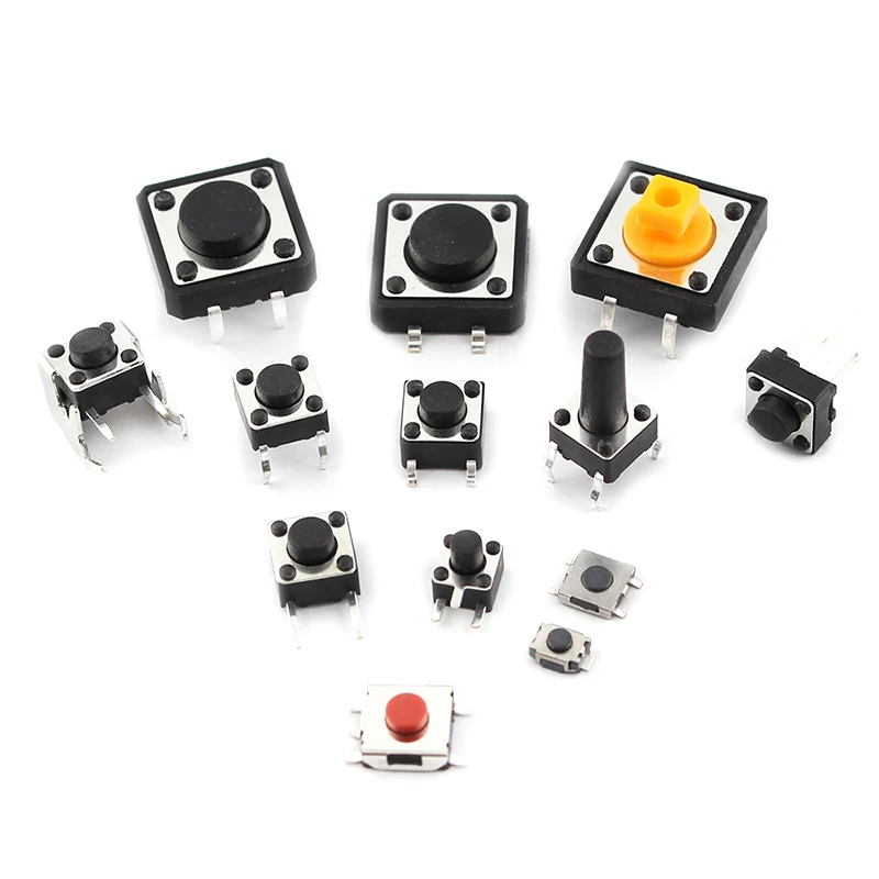 

125Pcs Micro Tactile Push Button Switch 25 Types Assorted Micro Push Button Tact Switch Reset Leaf Switch SMD 2*4 3*6 4*4 6*6