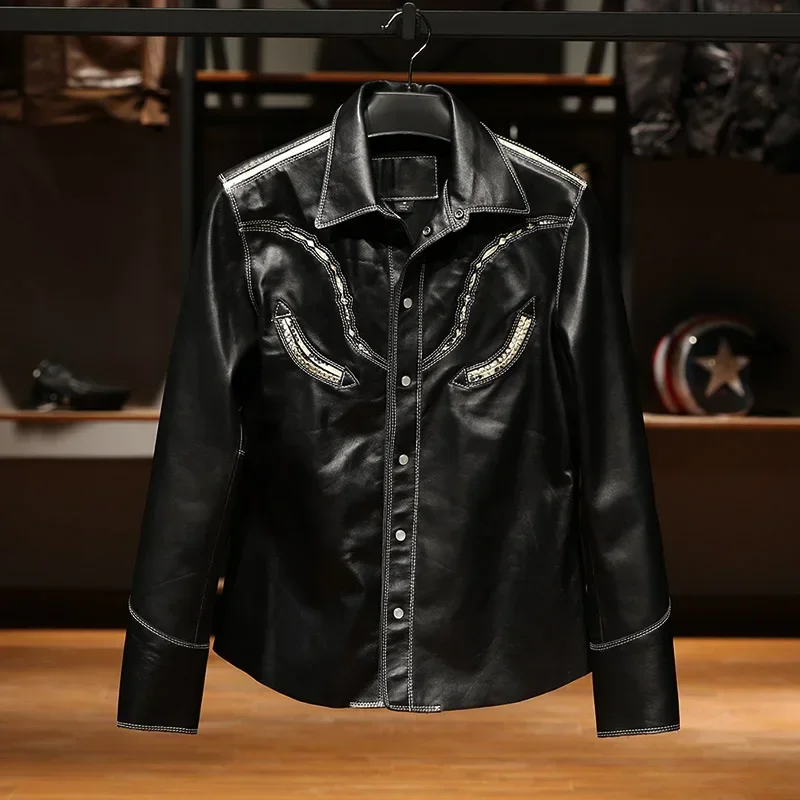 Мужская приталенная винтажная куртка LZ460 из натуральной итальянской коровьей