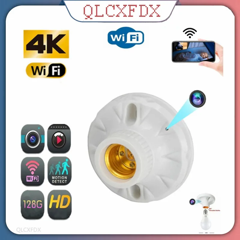 

Патрон для лампы, беспроводная IP-камера 4K, Потолочный держатель для лампы E27, поддержка Wi-Fi, мини-камера, удаленный мониторинг, поддержка TF-ка...