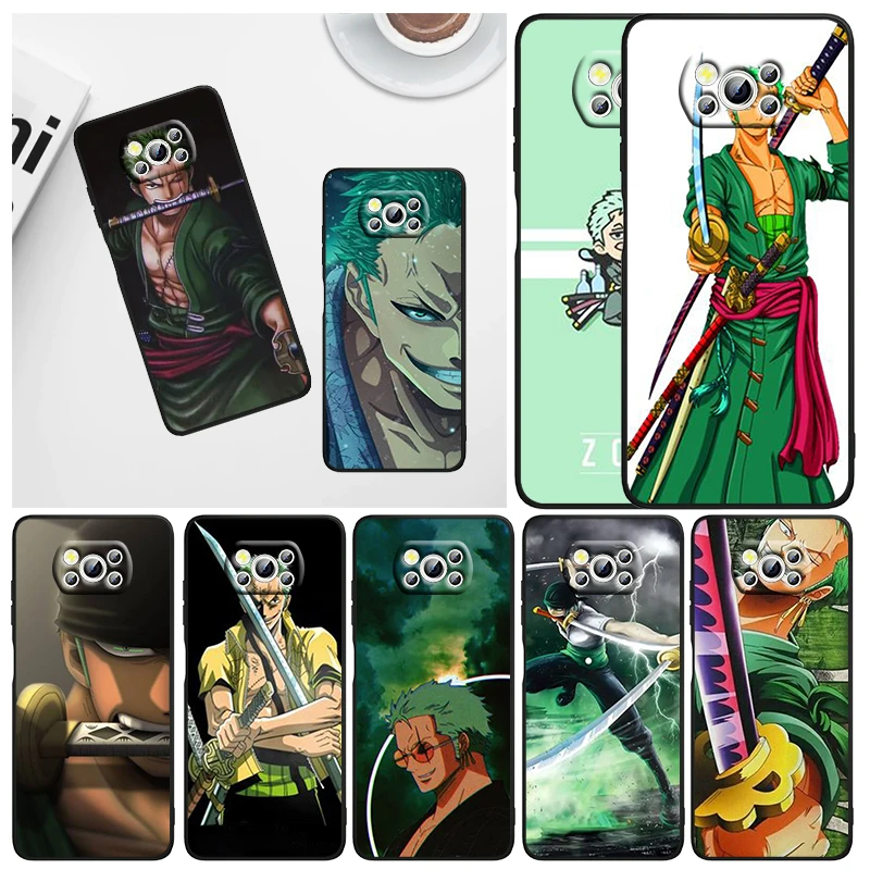 

Anime One Piece Zoro For Xiaomi Civi Mi Poco X3 NFC F3 GT M4 M3 M2 X2 F2 Pro C3 F1 Silicone Shell Capa Black Phone Case