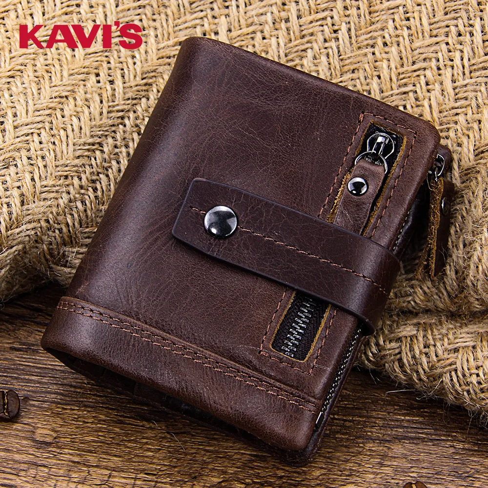 

KAVIS Genuine Leather Men's Wallet Short Large Capacity Male Wallet Fashion Multi Card Cowhide Men's Coin Purse Change Folder