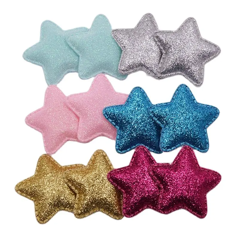 

10pcs 4.8cm Gliter Star Padded Appliques For DIY Handmade Children Hair Clip Accessories And Hat Shoes Patches