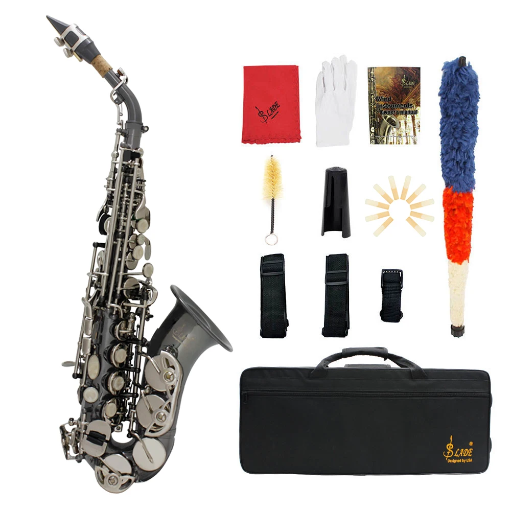 SLADE Bb саксофон-сопрано черный никелированный B набор плоских саксофонов с