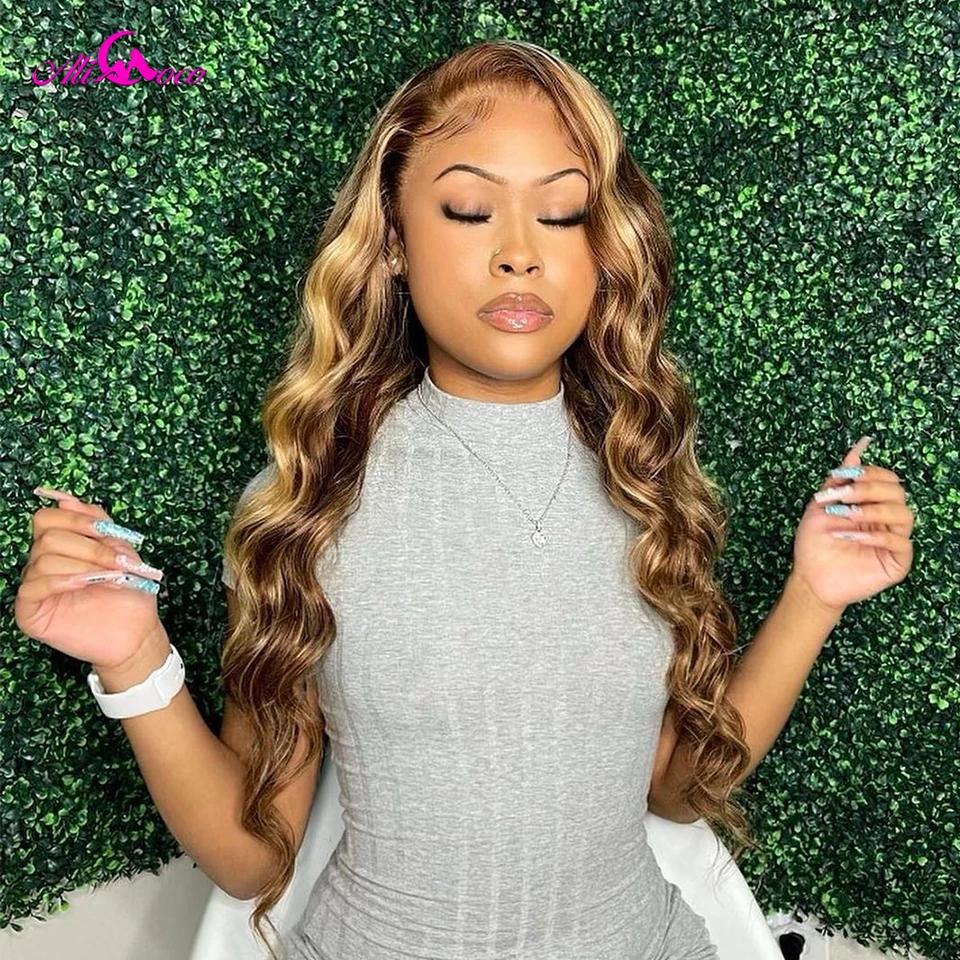 

30 Inches Highlight Brown 4 27 Lace Front Human Hair Wigs Brazilian Body Wave 5x5 6x6 Lace Closure Wig Blonde Body Wave Wig