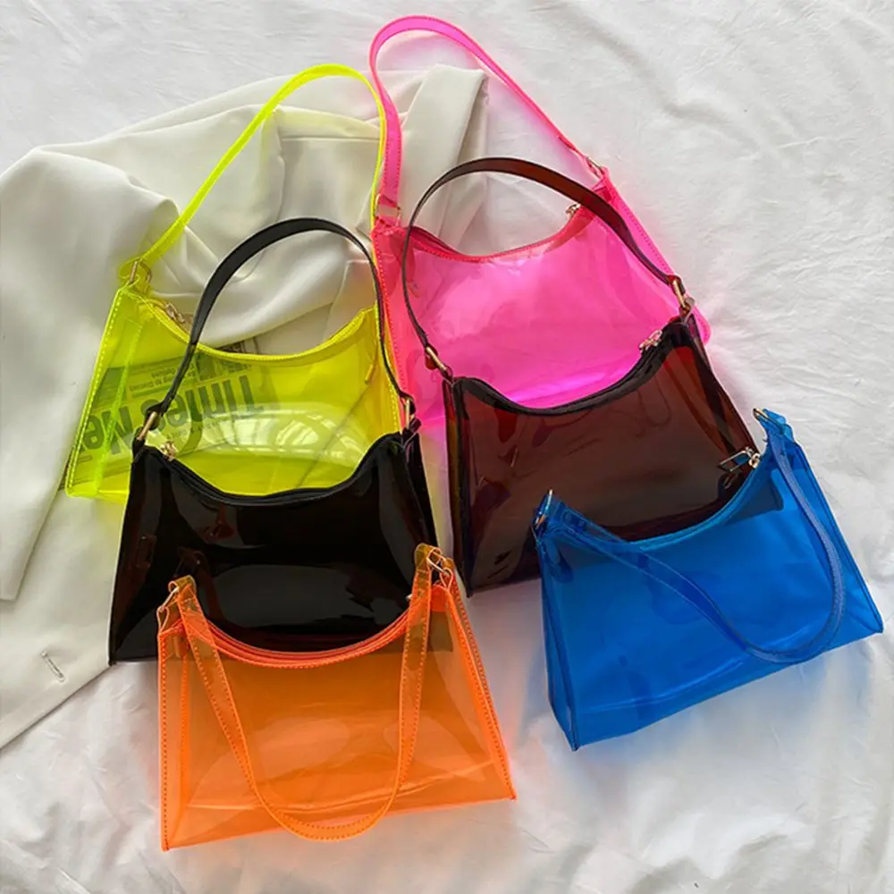 

Transparent Jelly Handbags Candy Color Shoulder Bags New Women Armpit Bag Waterproof Underarm Bag sac a main femme bolso mujer