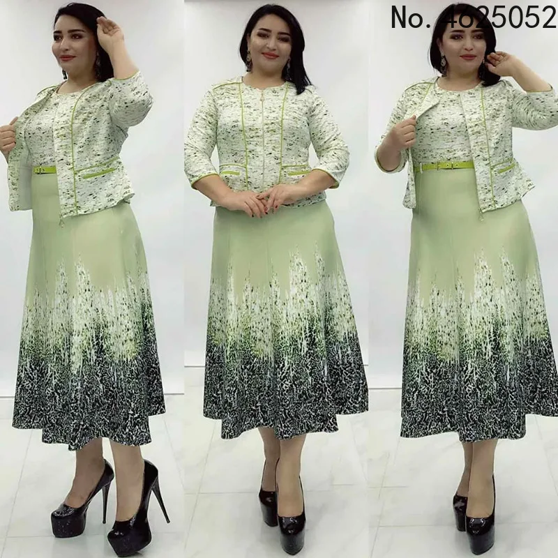 

African Dresses For Women 2 Piece Set Flower Print Traditional Dashiki Muslim Fashion Abaya Boubou Robe Africaine Africa Dress