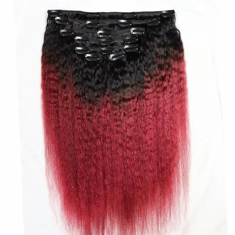 Коричневые заколки для наращивания волос с эффектом омбре, афро вьющиеся человеческие волосы 1B 4, 120 грамм, заколки для натуральных волос для африканских черных женщин, девочек