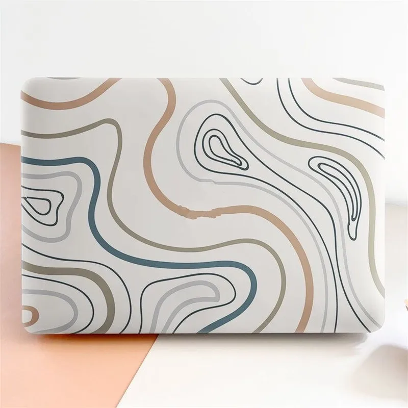 

Laptop Case for Macbook Pro 13 Inch M1 2020 Touch Bar M2 2022 A2338 A1502 A1708 Cover Green Leaf Watercolor Beige Abstract Lines