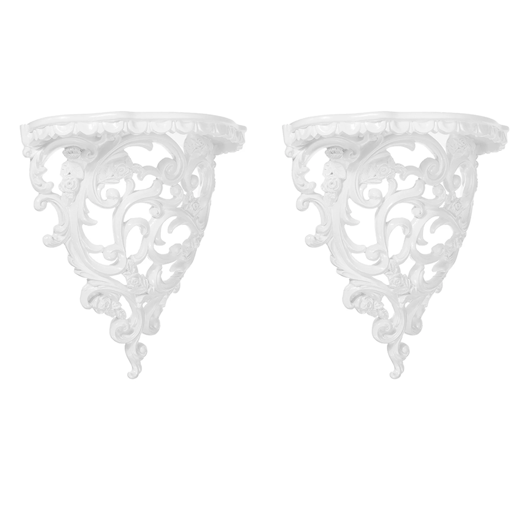 

2X Baroque Style Decorative Shelves For Living Room Flowers Wall Hanging Storage Rack Small