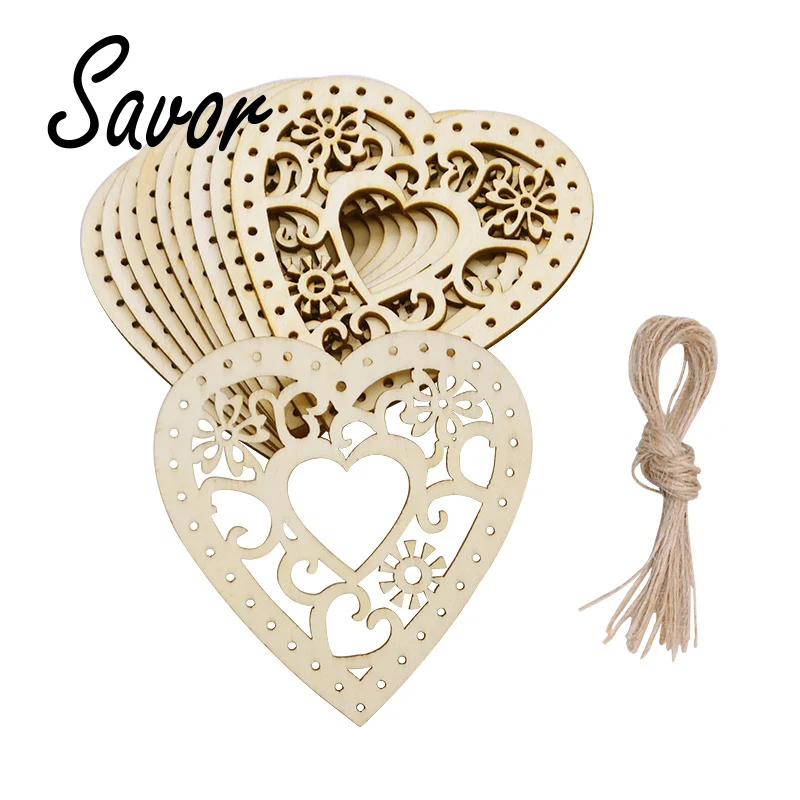 Деревянное свадебное украшение с лазерной резкой подвесное любовным сердцем
