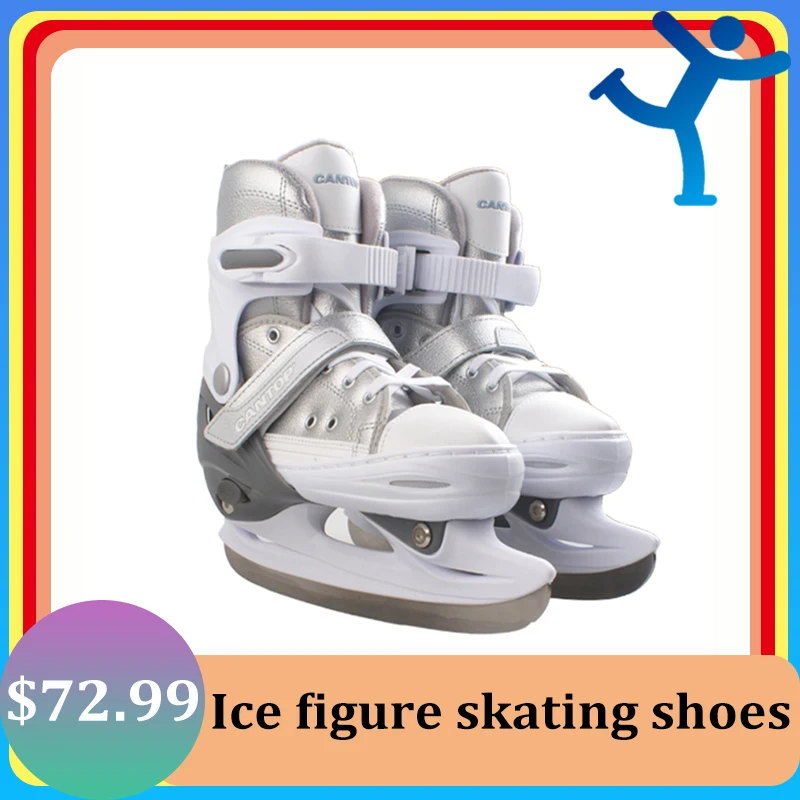 1 Pair Children Ice Blade Skates Shoes 4 Sizes Adjustable Ice Blade Warm Thermal  Ice Hockey Skating For Girls Boys Adult Women