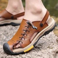 mens high quality summer fashion casual sandals male breathable first layer cowhide slipper genuine leather comfy leisure shoes