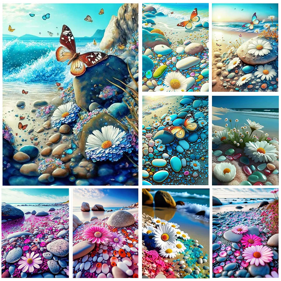 

Алмазная мозаика, Новое поступление, алмазная живопись с дикими цветами, алмазная живопись 5D, камень, морская Маргаритка, пейзаж, Набор для в...