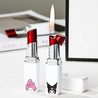 cartoon lipstick lighter creative inflatable mini open flame hello cat butane gas lighter smoking accessories cute for girl gift