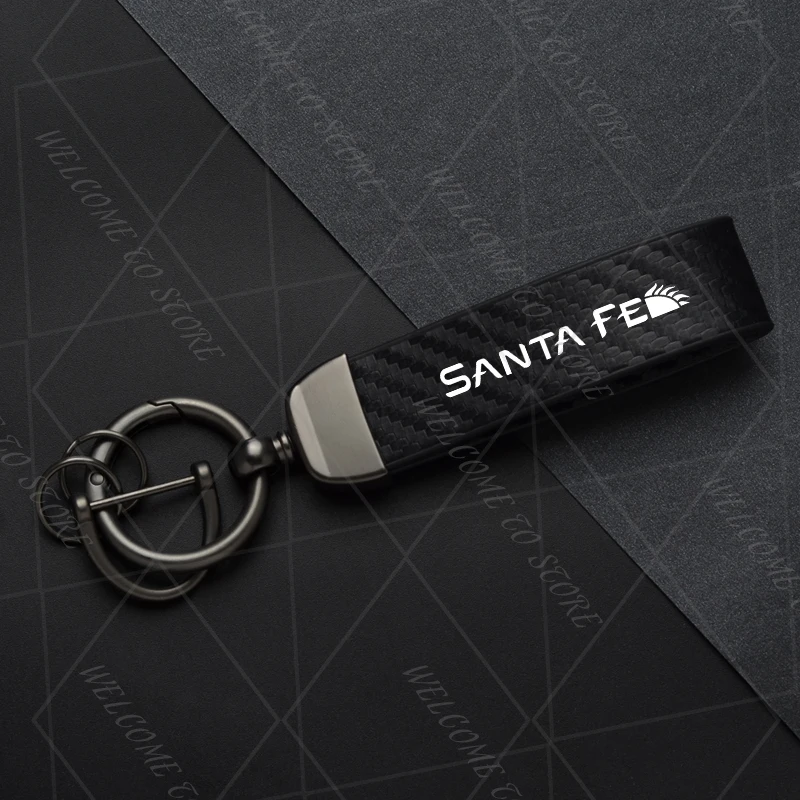 

2025 для Santa Fe LOGO Grand SANTAFE N Line для женщин и мужчин, брелок из углеродистой кожи, автомобильный брелок, аксессуары для ключей