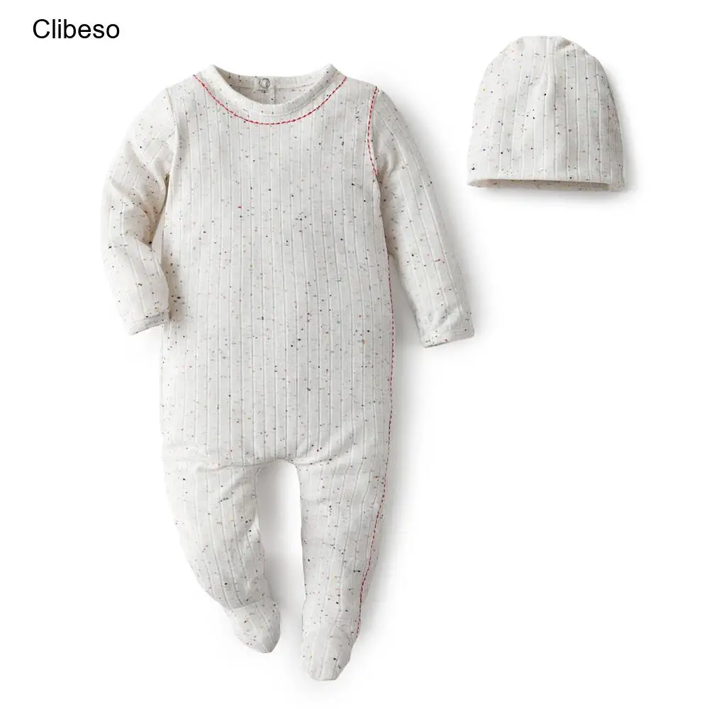 

2023 Clibeso Baby Footie Clothes Newborn Sleepers Cotton Rompers Hats Blanket Infant Boys Girl Bodysuit Winter Footy Sleepwear