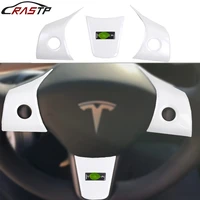 3pcs new sparkle carbon fiber y shaped steering wheel patch decoration for tesla model 3 interior modified accessories lkt068