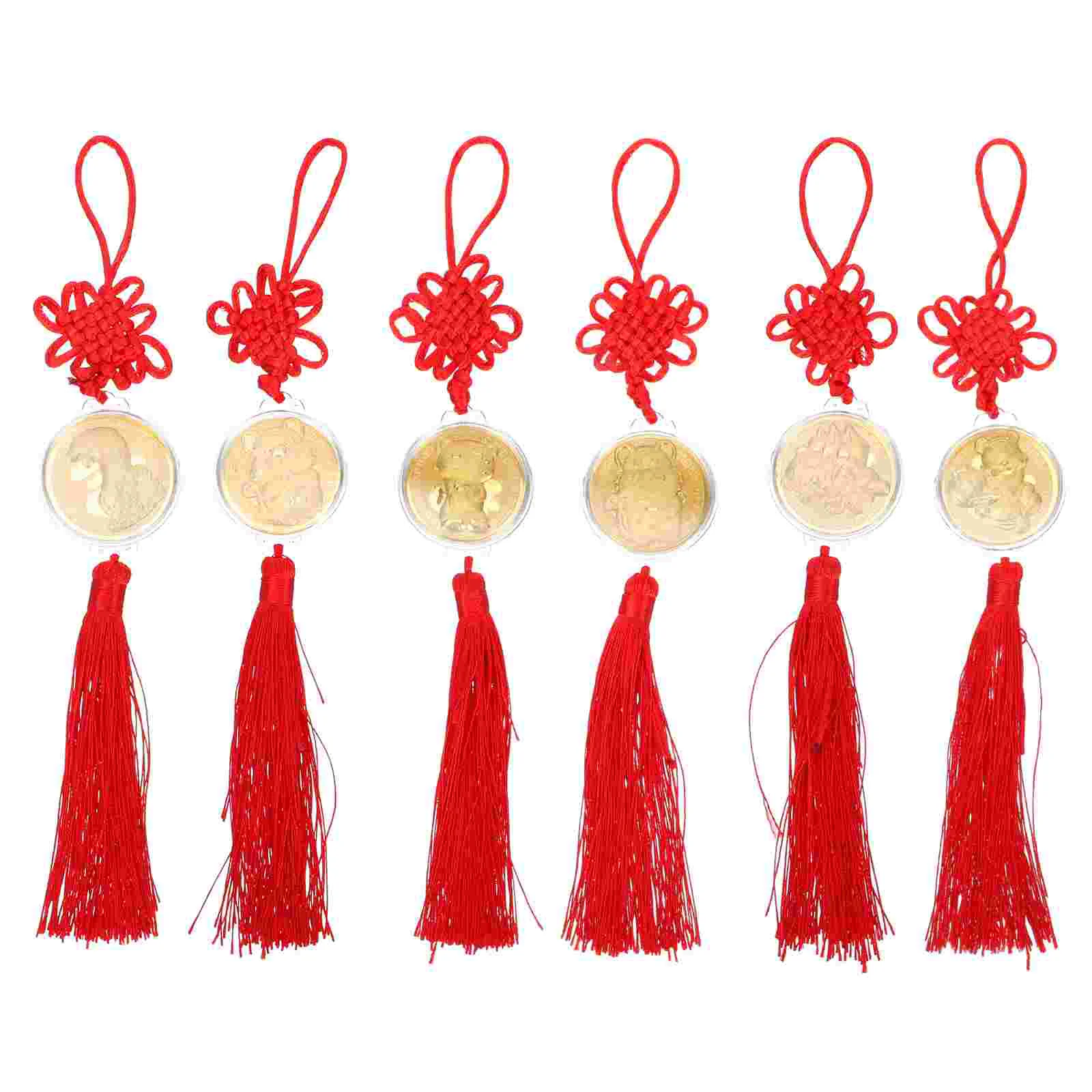 

6Pcs Car Tiger Pattern Hanging Tassel Pendants Car Hanging Tassel Ornaments