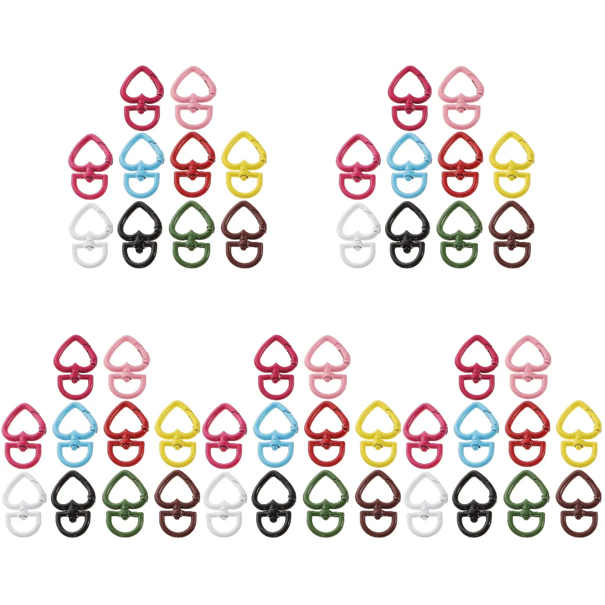 

50 Pcs Heart Keychain Clasp Swivel Lobster Clasp Snap Hook Hanging Buckle Keyring Clip Mixed Color