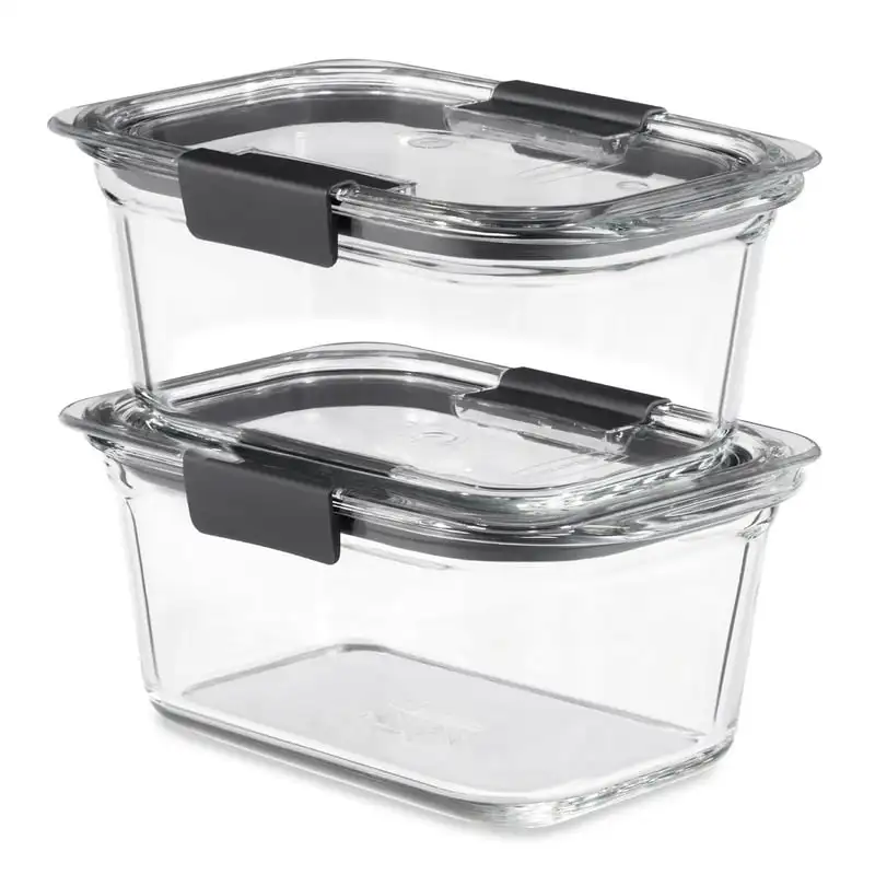 

Cup Brilliance Glass Food Storage Containers, 2-Pack with Lids, BPA Free and Leak Proof