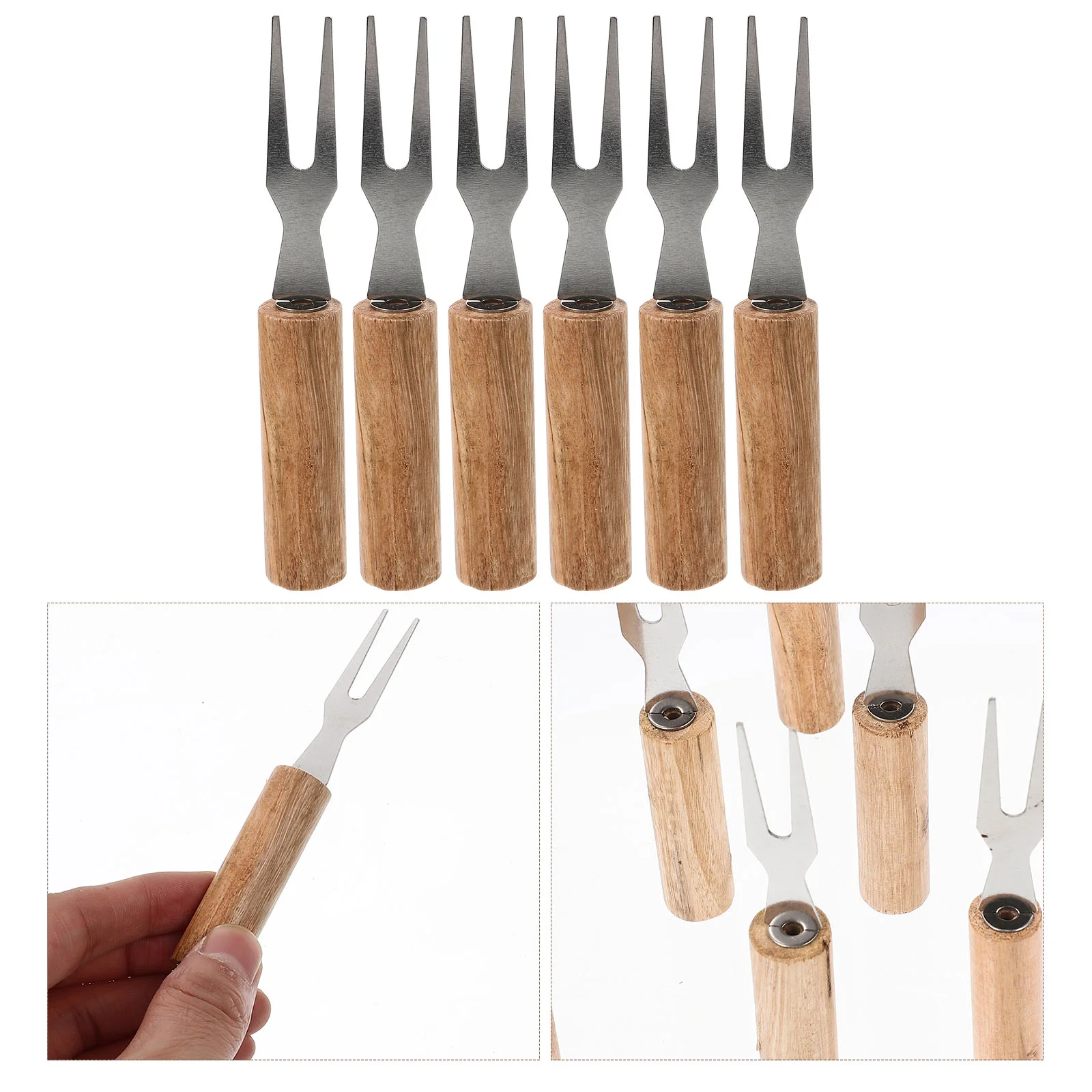 

6Pcs Picnic Outdoor Grill Portable Barbecue Accessories Forks Corn Forks for Kitchen Home Barbecue