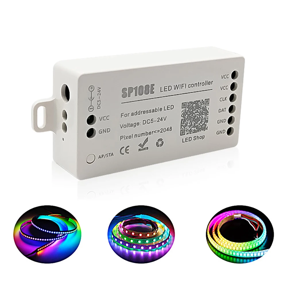 

Bluetooth Symphony RGB Controller Full Color SP108E Dimmer Switch Factory Direct 5-12V LED Control