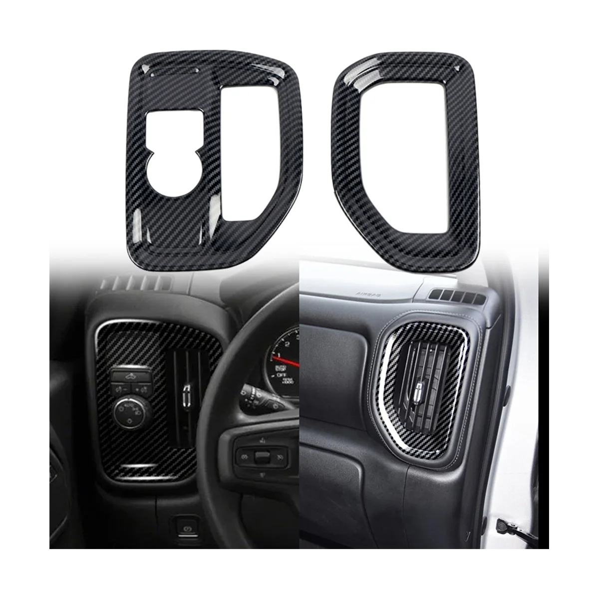 

Car Carbon Fiber Dashboard Side Air Vent Housing Outlet Frame Cover Trim for Chevrolet Silverado 2019 2020 2021 2022 A