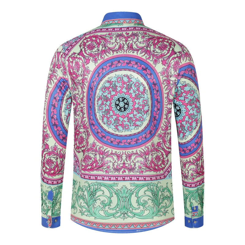 2022 Spring Mens Clothing Long Sleeve Luxury Printed Palace Hawaiin Summer Male Casual Slim Fit Travel Office Dating Dress Shirt