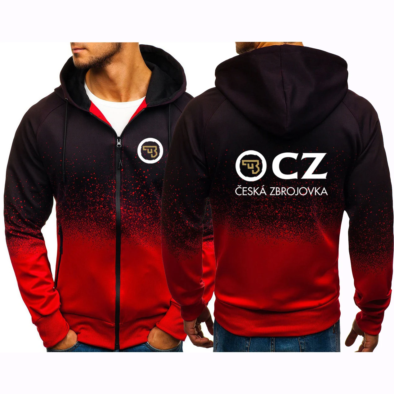 

CZ Ceska Zbrojovka Czech Firearms New Gradient Sweatshirts Harajuku Hoodies Zipper Pullover Men Clothing Jackets Coats Top