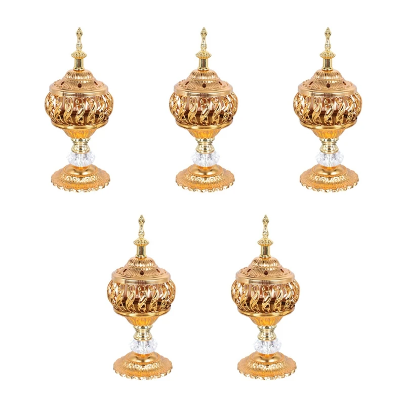 

5X Incense Burner Incense Bakhoor Charcoal Incense Burner Metal Arab Censer Desktop Decor For Incense Sticks Cones