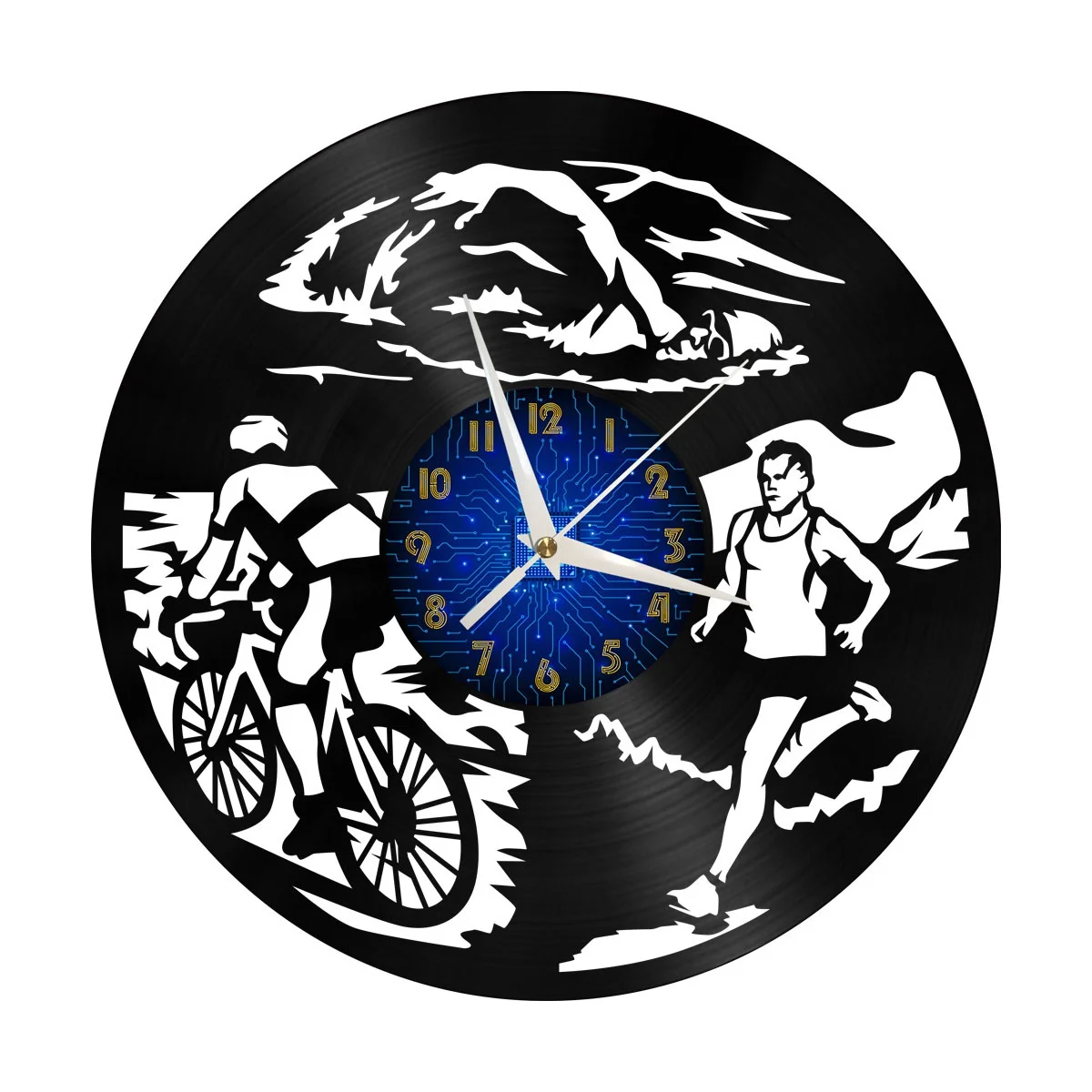 

Triathlon Vinyl Wall Clock, Vinyl Record Clock Wall Art Silent & Non-ticking